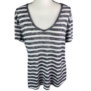 a.n.a A New Approach Top Womens Size XL Dark Gray and White Stripe Knit Top
